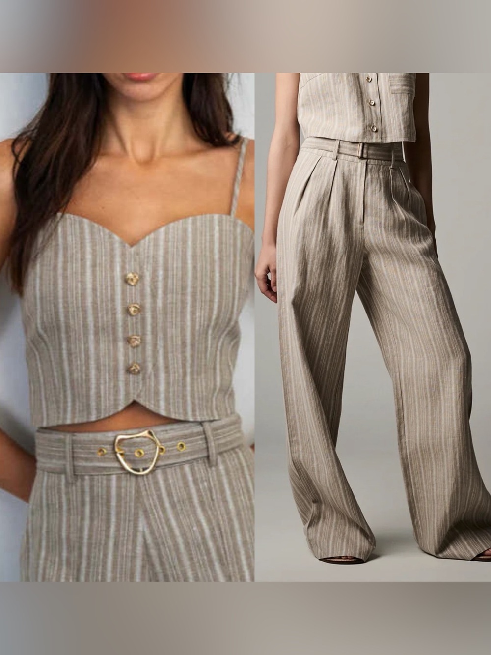 Hevron linen pants set